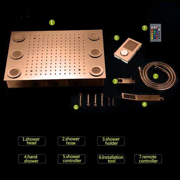 BathSelect LED European Ceiling Recessed Shower Head Touch Panel