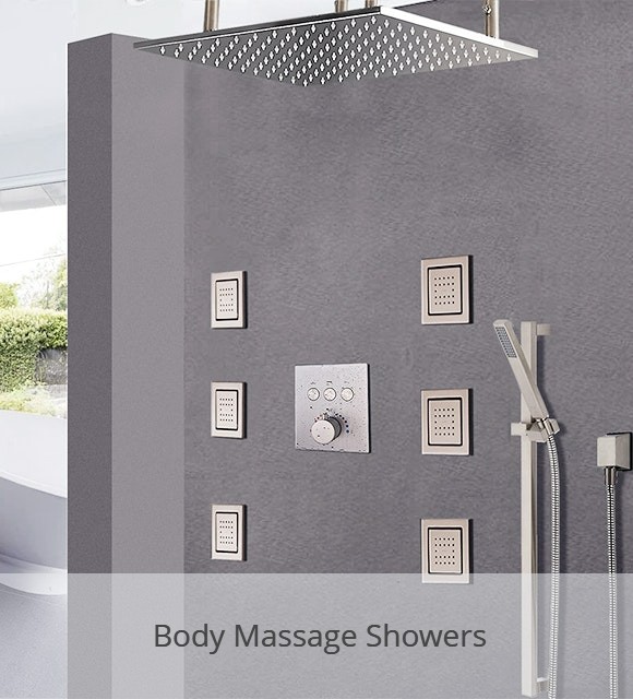 16 inch Luxury Black Thermostatic Ceiling Mount Shower System - LUNA