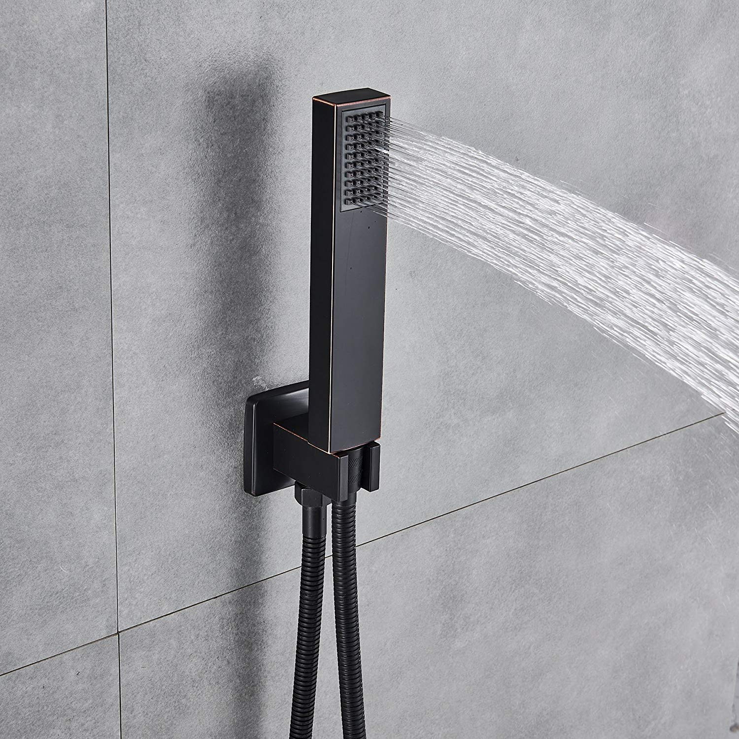 Bravat Ceiling Mounted Matte Black Shower Set With Thermostatic Valve ...