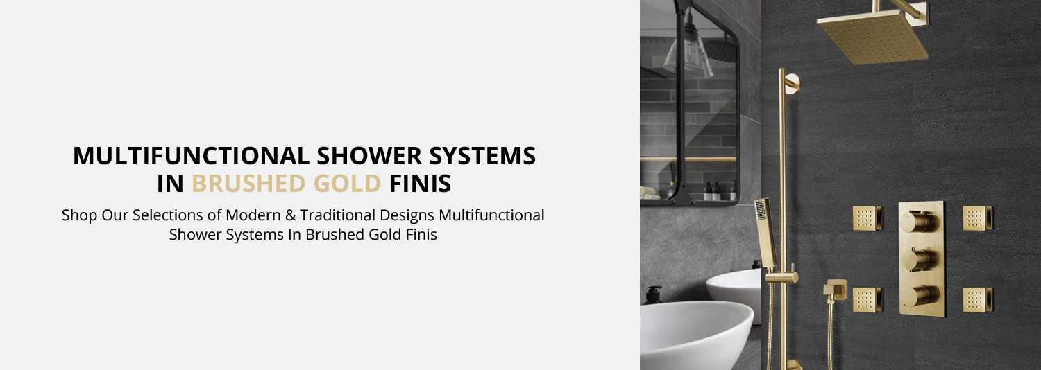 Commercial Brushed Gold Mutifunctional Shower System|BathSelect