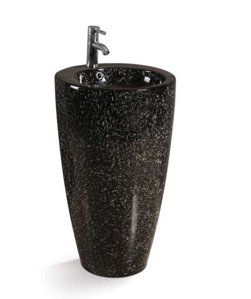 black pedestal sink for small bathroom