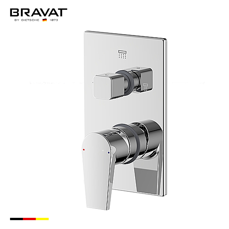 Bravat Chrome PVD Brushed Nickel Bathroom Basin Mixer Tap - Kerox 35mm ceramic catridge