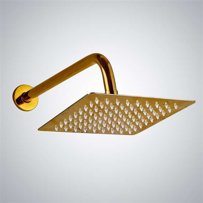  Luxury Gold Finish Wall Mount Square Rain Shower Head