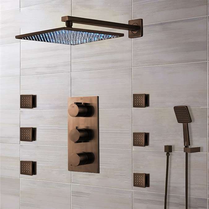 Oil Rubbed Bronze shower head multicolor led