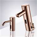 Fontana Rose Gold Contemporary Automatic Commercial Sensor Faucet and Matching Soap Dispenser