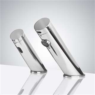 BathSeelct Hotel Contemporary Automatic Commercial Chrome Sensor Faucet and Matching Soap Dispenser