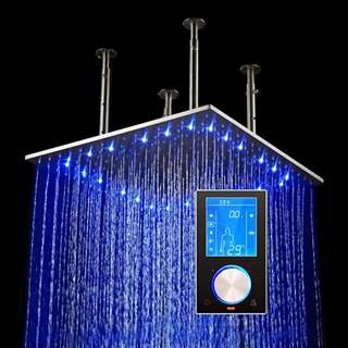 20" Stainless Steel Multi Color Water Powered Led Shower with Digital Control