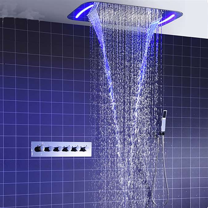 Multifunction Mist Spray Waterfall Ceiling Mount Rain Shower System