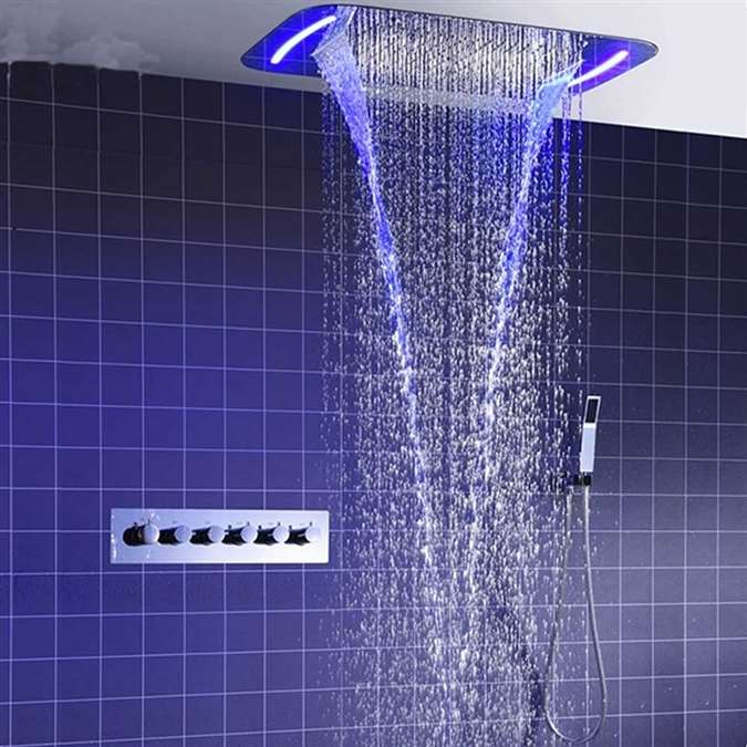 Multifunction Hotel Mist Spray Waterfall Ceiling Mount Rain Shower System