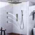 Ceiling Shower Set Thermostatic Valve Brushed Nickel Wall Mount with Jets Spray & Handshower