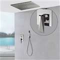 Bravat Ceiling Shower Set Thermostatic Valve Brushed Nickel Wall Mount with Handshower