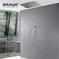 Bravat Ceiling Shower Set Thermostatic Valve Brushed Nickel Wall Mount with Handshower