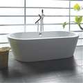 Hotel Princeton 71" Luxury White Acrylic Bathtub Overflow & Chrome Tub Filler with Floor Mount Faucet