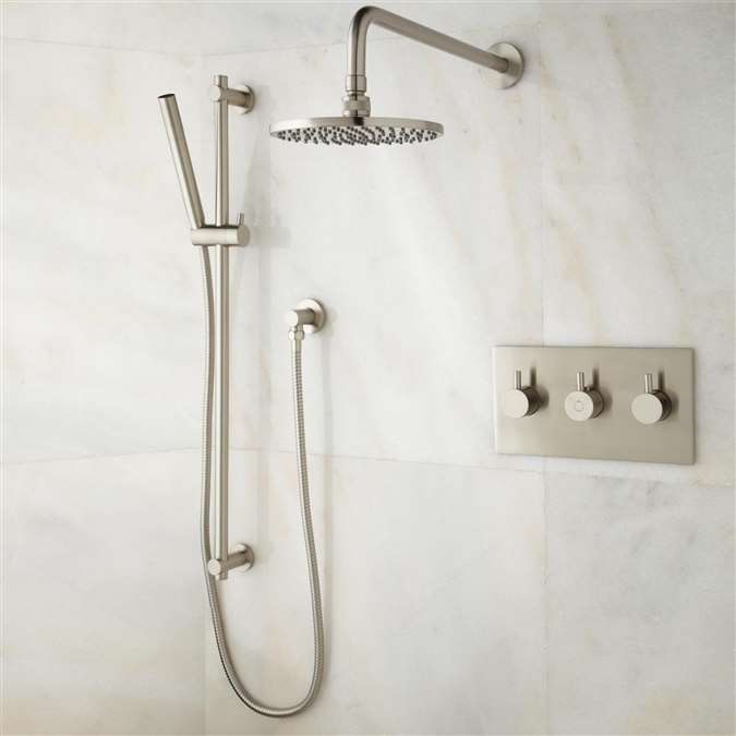 brushed nickel shower head body jet handshower set