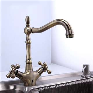 Monro Hotel Dual Handle Antique Brass Faucet