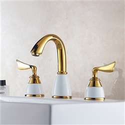 Fontana Dual Handle Bath Faucet - White and Gold Finish