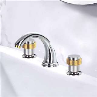 Leo Luxury Dual Handle Three Hole Brass Chrome and Gold  Faucet