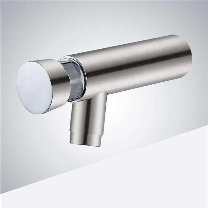 Commercial Wall Mount Metered Brushed Nickel Single Cold Wall Mounted Faucet