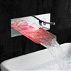 Contemporary Wall Mount LED Water Fall Nickle Brushed Solid Brass Faucet