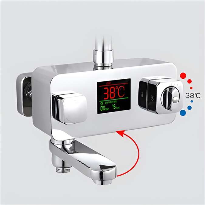 Thermostatic Shower Faucet Mixer Tap With Display Bathroom Digital Thermostatic Shower Faucet Thermostatic Shower Panel