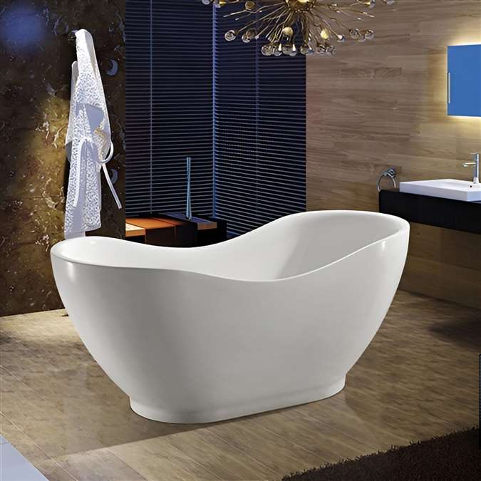 Fontana 67" Freestanding Oval Bath Tub - Acrylic White