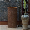 Greenville Hotel Freestanding Pedestal Cylinder Ceramic Wash Bathroom Sink with Faucet in Brown Engraved Finish