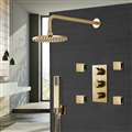 Brushed Gold Rainfall Shower Set with Handheld Shower