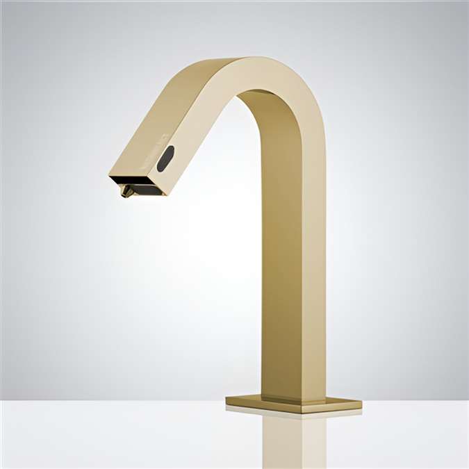 For Luxury Suite BathSelect Dual Function Automatic Deck Mount Brushed Gold Sensor Water Faucet and Soap Dispenser