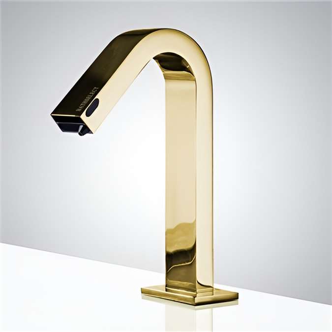 Hotel BathSelect Dual Function Automatic Deck Mount Gold Sensor Water Faucet and Soap Dispenser