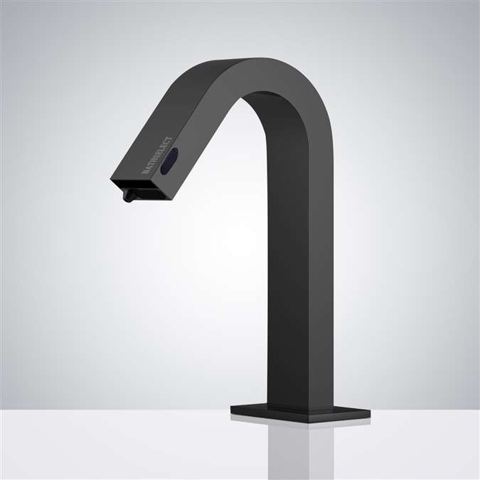 BathSelect Dual Function Automatic Deck Mount Matte Black Sensor Water Faucet and Soap Dispenser