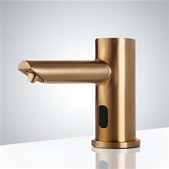 Gold Commercial Building Restroom Faucet With Soap Dispenser