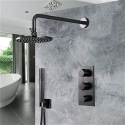 Matte Black Finish Rainfall Shower Set with Handheld Shower