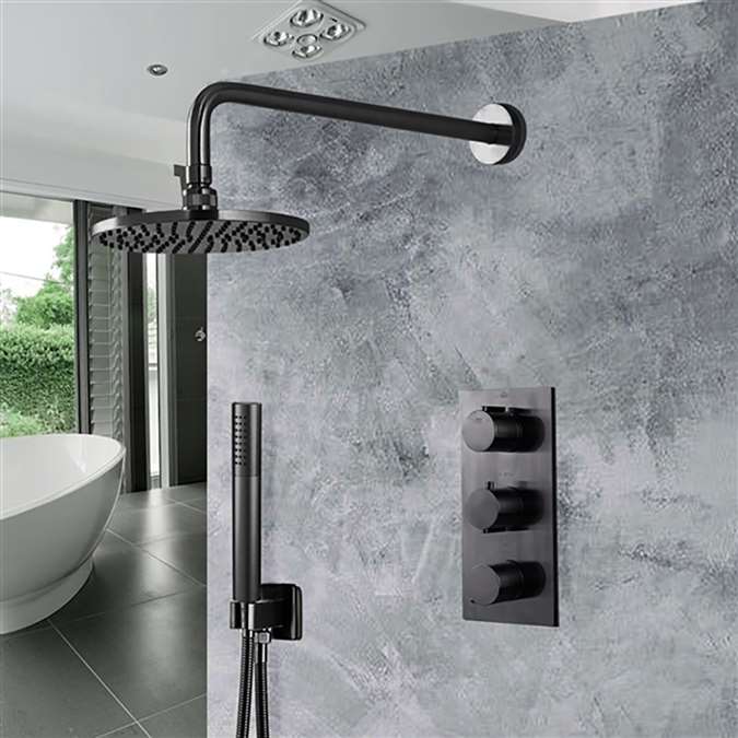 Matte Black Finish Rainfall Shower Set with Handheld Shower