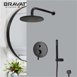 Hostelry Bravat Matte Black Rainfall Shower Set with Handheld Shower