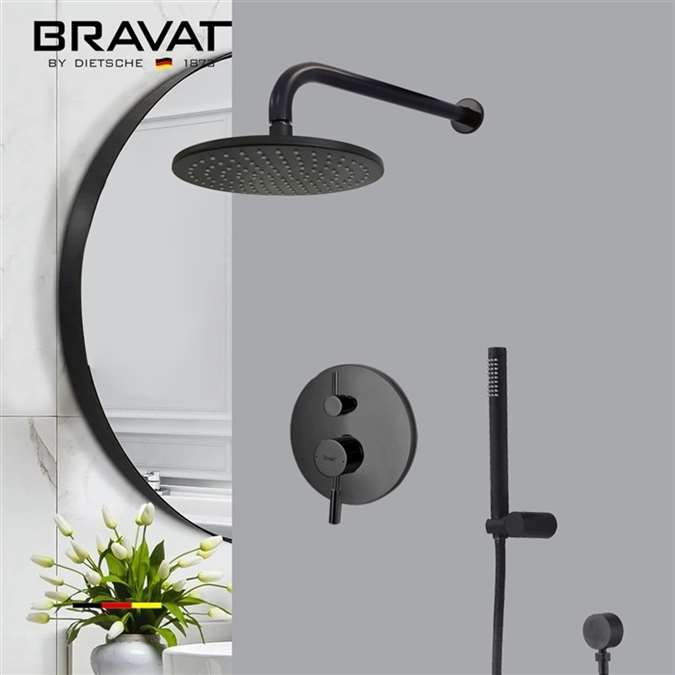 Hostelry Bravat Matte Black Rainfall Shower Set with Handheld Shower