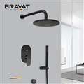 Hostelry Bravat Matte Black Rainfall Shower Set with Handheld Shower