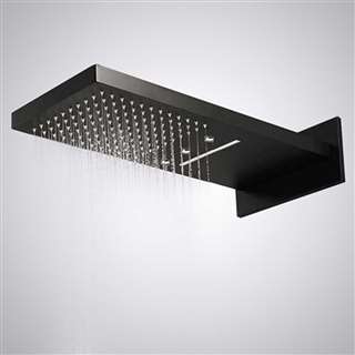 Hostelry BathSelect LED Dark Oil Rubbed Bronze/Matte Black Waterfall/Rainfall Shower Head