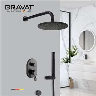 Bravat Matte Black Finish Rainfall Shower Set with Handheld Shower