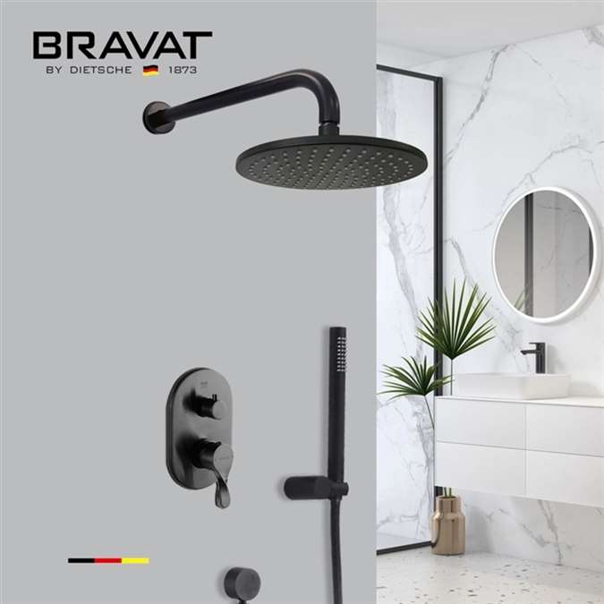 Hostelry Bravat Matte Black Rainfall Shower Set with Handheld Shower