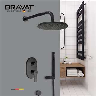 Bravat Matte Black Finish Rainfall Shower Set with Handheld Shower