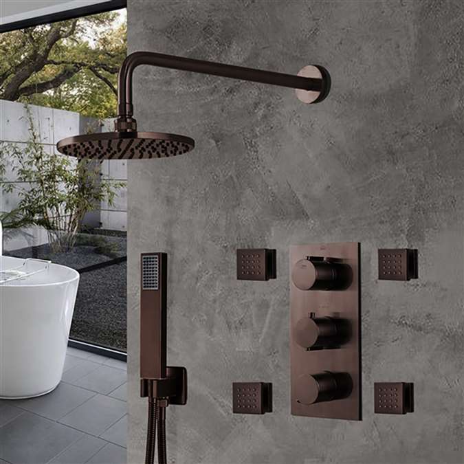 Light Oil Rubbed Bronze Finish Rainfall Shower Set with Handheld Shower