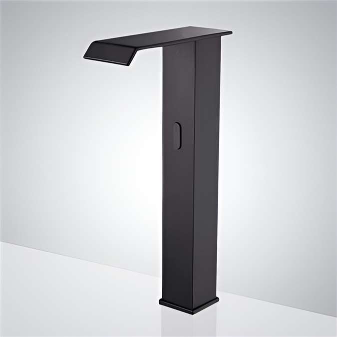 Hotel Lobby Restroom BathSelect Matte Black Commercial Hands Free Deck Mount Sensor Faucet