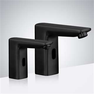 Lima Hostelry Commercial Matte Black Automatic Bathroom Sensor Faucet with Automatic Soap Dispenser