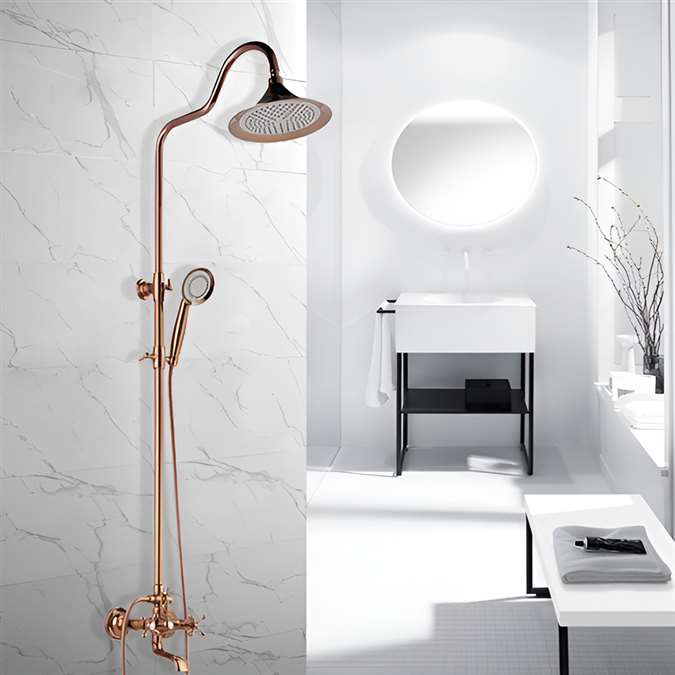 Bavaria Wall Mounted Round Gold Bathroom Shower Combo Set