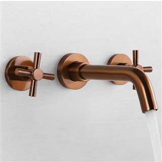 Geneva Brushed Rose Gold Wall Mount Hole Faucet with Dual Handle