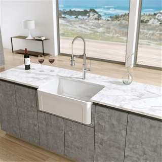 St. Gallen Undermount White Artficial Stone Farmhouse Kitchen Sink