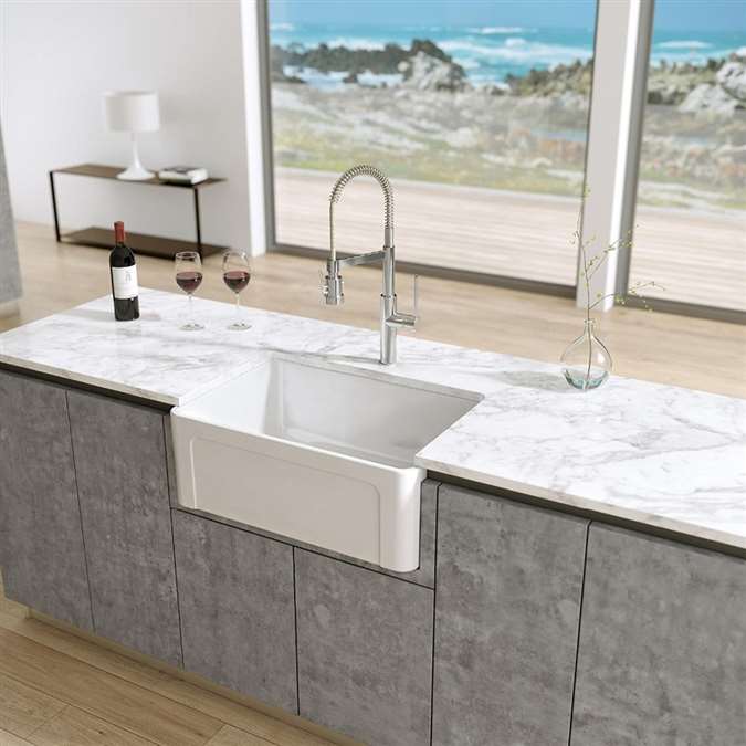 St. Gallen Undermount White Artficial Stone Farmhouse Kitchen Sink