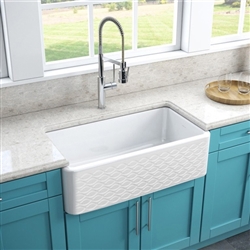 Deauville Pure White Fire Clay Farmhouse Kitchen Sink