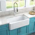 Melun White Solid Surface True Acrylic Farmhouse Kitchen Sink