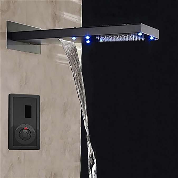 Hostelry BathSelect Sensor Controlled Automatic LED Dark Oil Rubbed Bronze Waterfall/Rainfall Shower Set